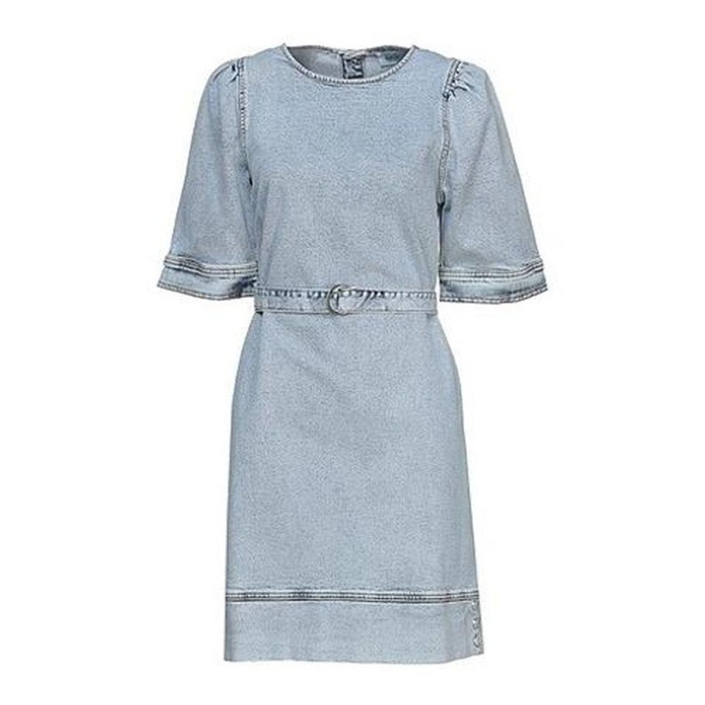 NWT $$270 Gestuz Light Wash Denim Puff Sleeve Belted Dress  Size‎ EU 38 US 8